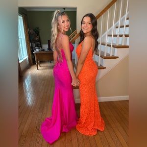Sherri Hill Prom Dress. Orange sequin. Size 2.